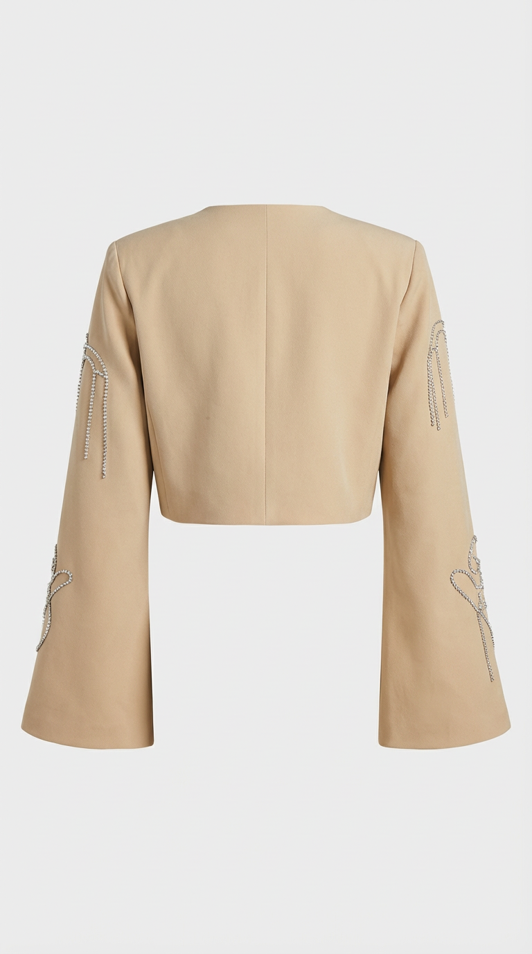 Aura - Set bordado con chaqueta recortada + pantalón de cintura alta