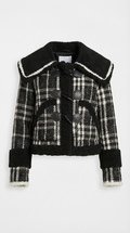 Solenn - Chaqueta de tweed con collar extravagante