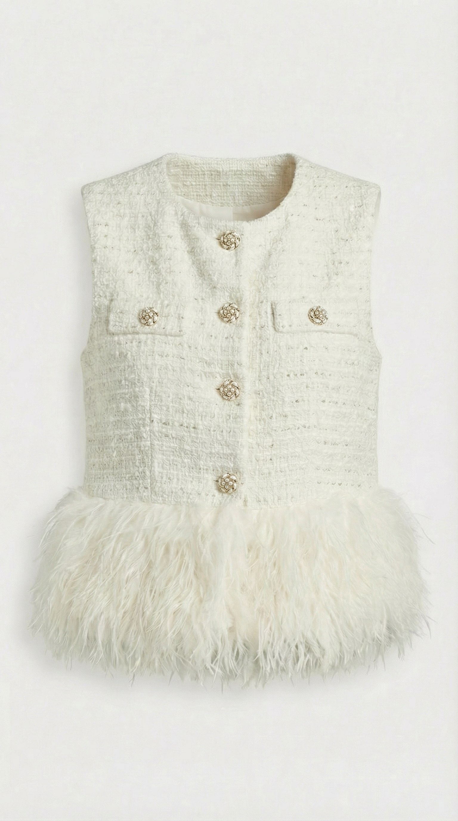 Eliora - Abrigo de cuello redondo estilo blanco y cálido