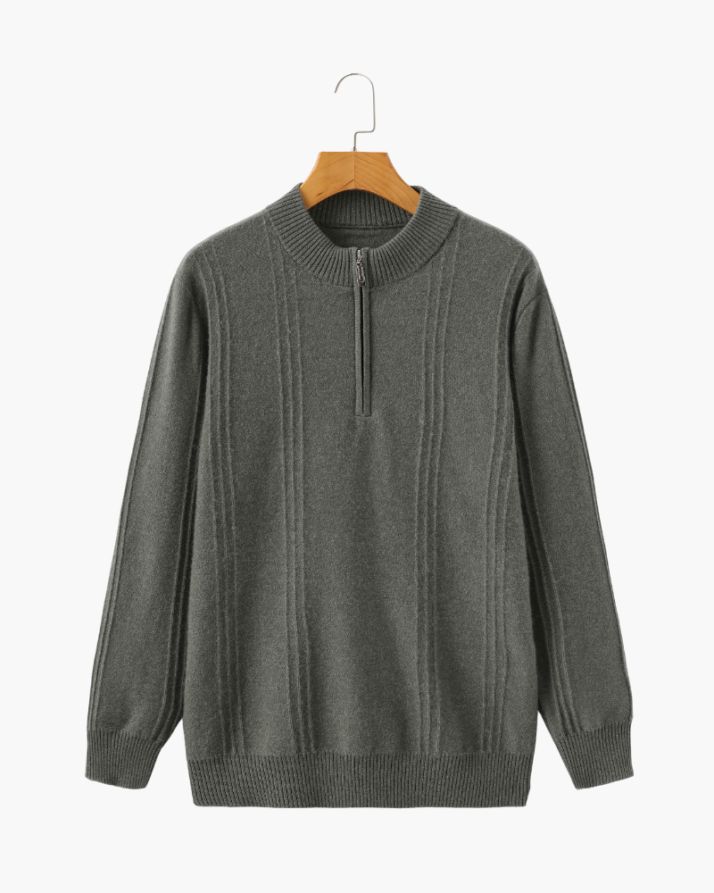 100% cachemira con media cremallera ribbed