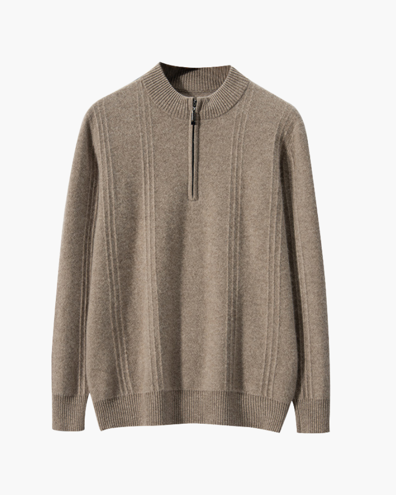 100% cachemira con media cremallera ribbed