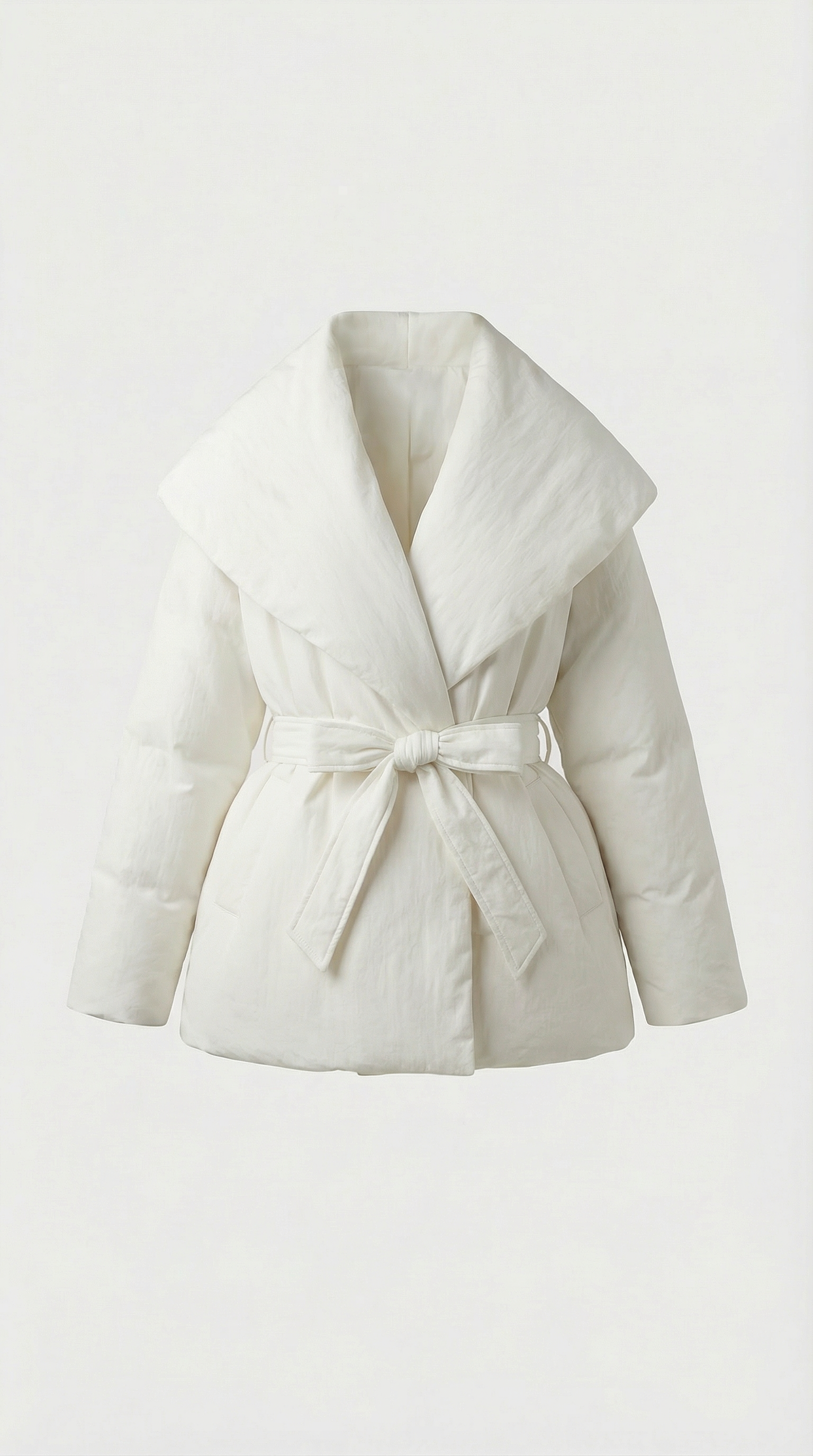 Caliss - Oversized Collar and Bow Lace Up Slim Waist Jacket