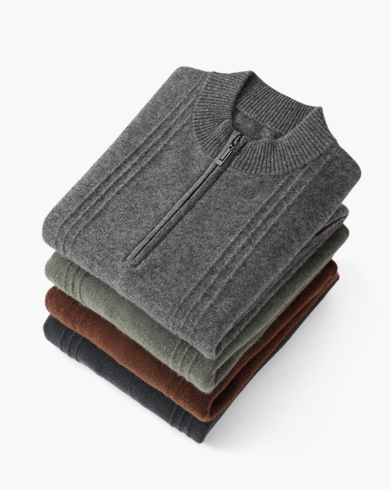 100% cachemira con media cremallera ribbed