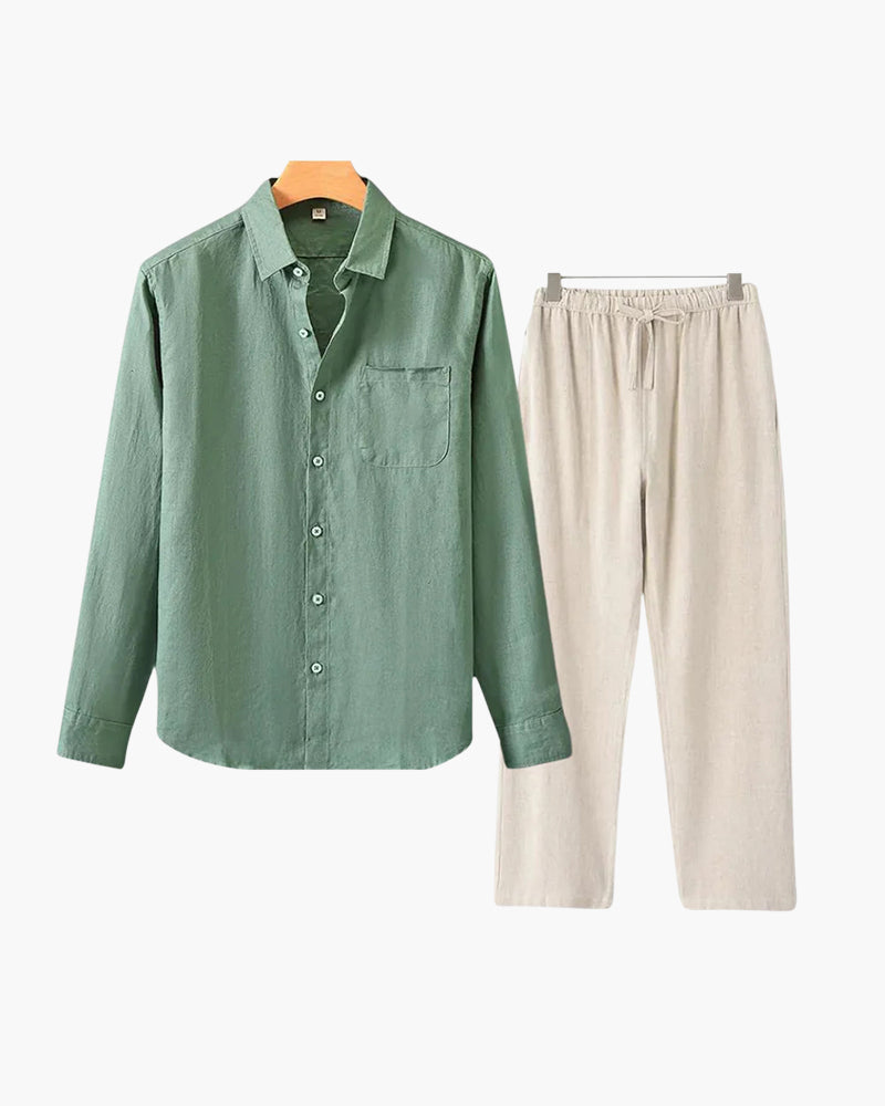 Conjunto de lino Old Money (manga larga)