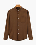 Camisa de cuello mandarín para hombre - Camiseta de algodón texturizado con ajuste relajado