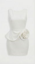 Lumina - Vestido blanco sin espalda con magnífico acento rosa