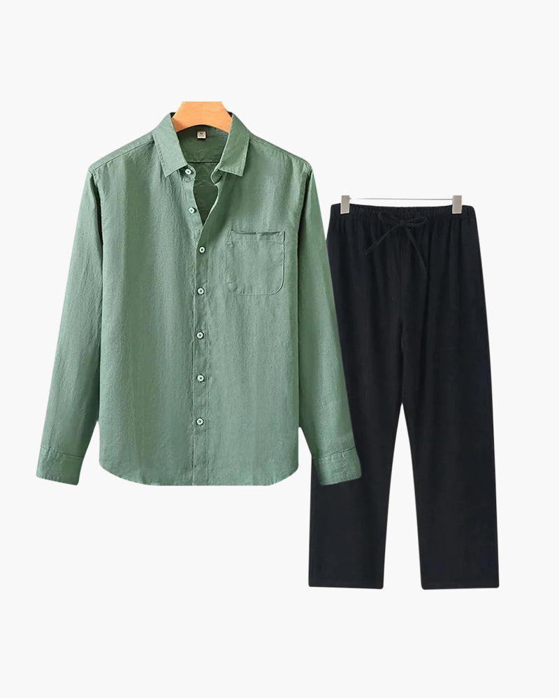 Conjunto de lino Old Money (manga larga)