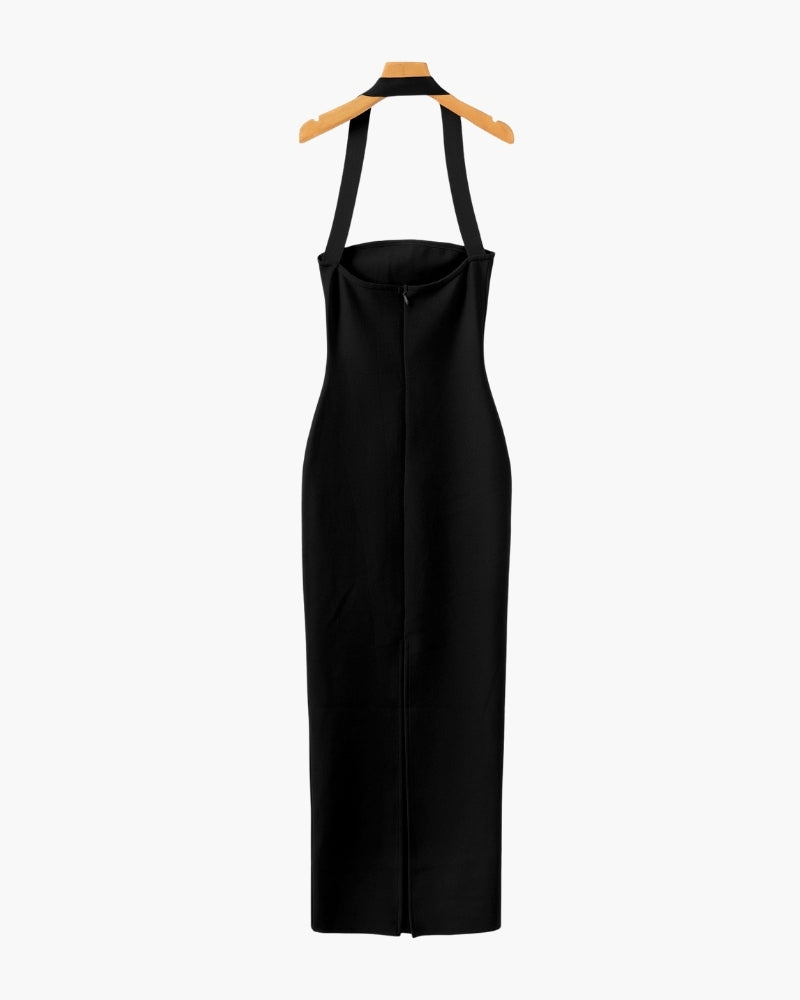 Vestido largo Halter con cuello delgado