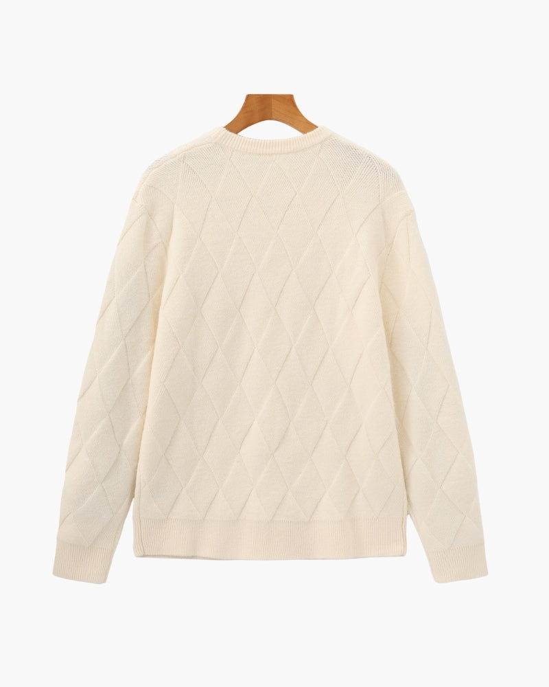 Diamond Knit Jersey de cuello redondo