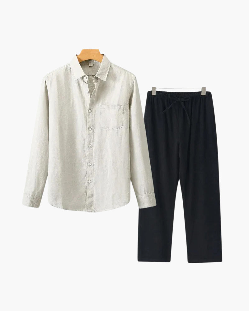 Conjunto de lino Old Money (manga larga)