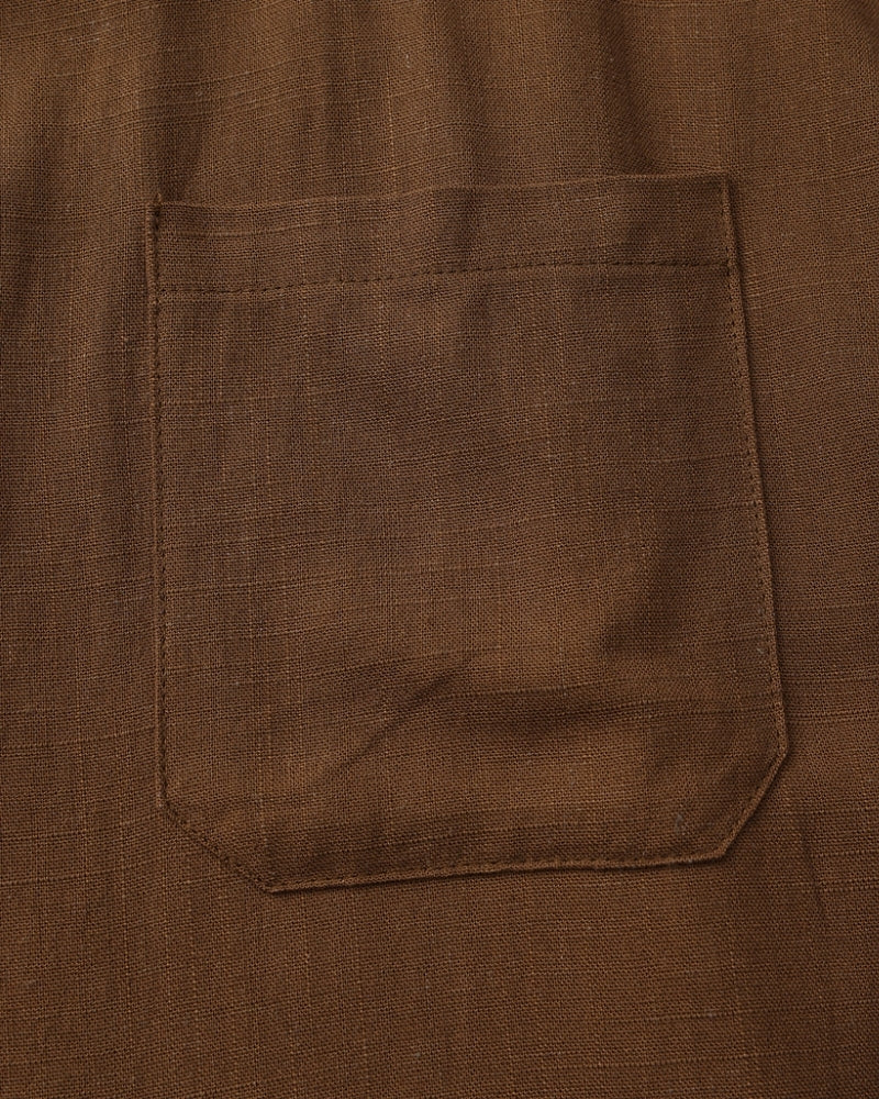 Camisa de cuello mandarín para hombre - Camiseta de algodón texturizado con ajuste relajado