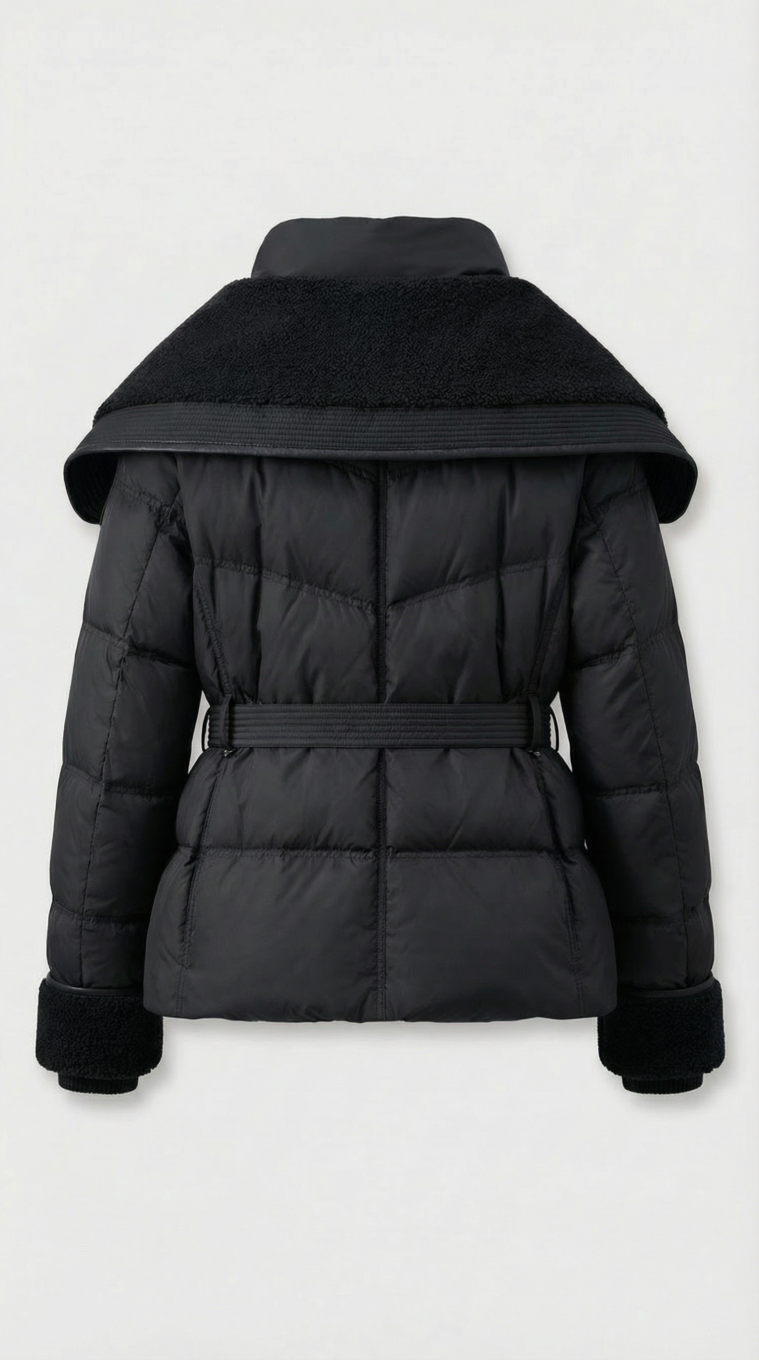Kryos – Chic Down Jacket with Large Collar Black