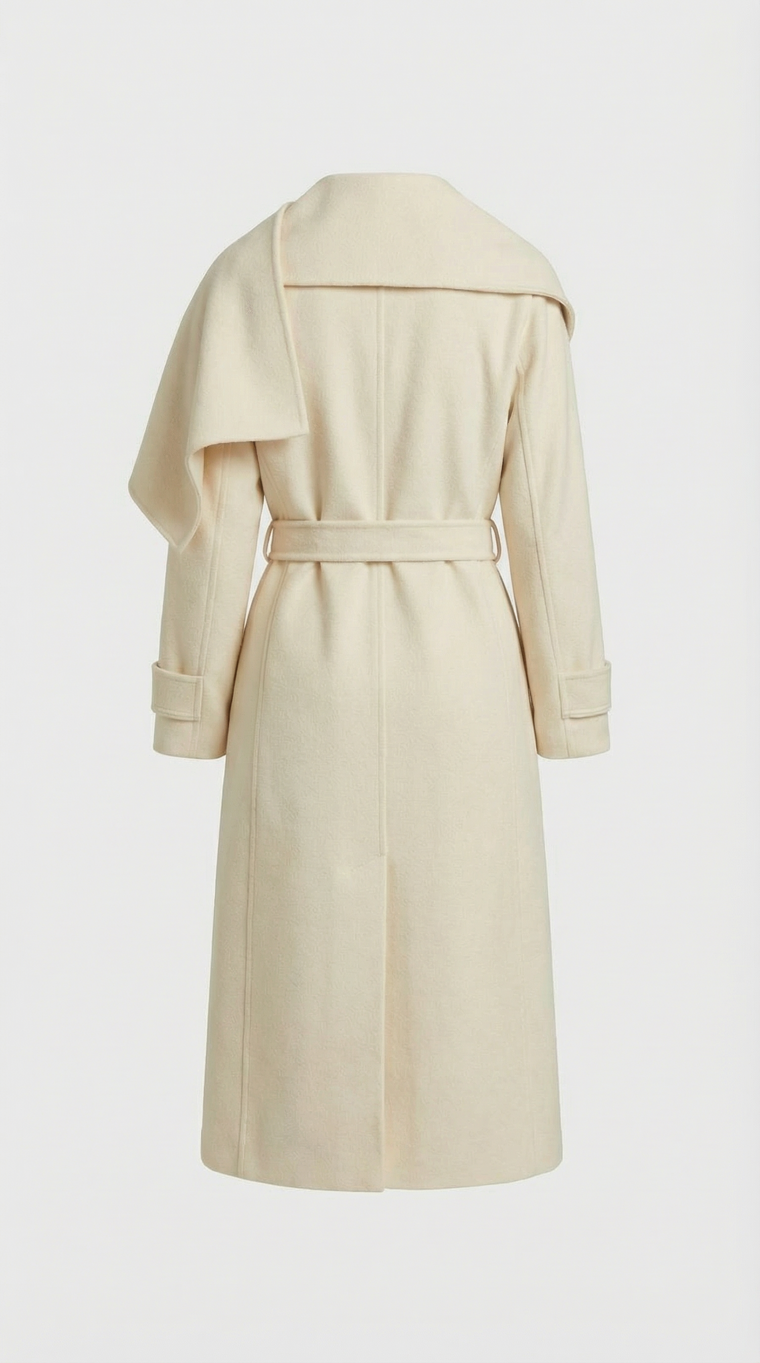Aurelia - Chaqueta de lana natural doble cara con bufanda suave marfil