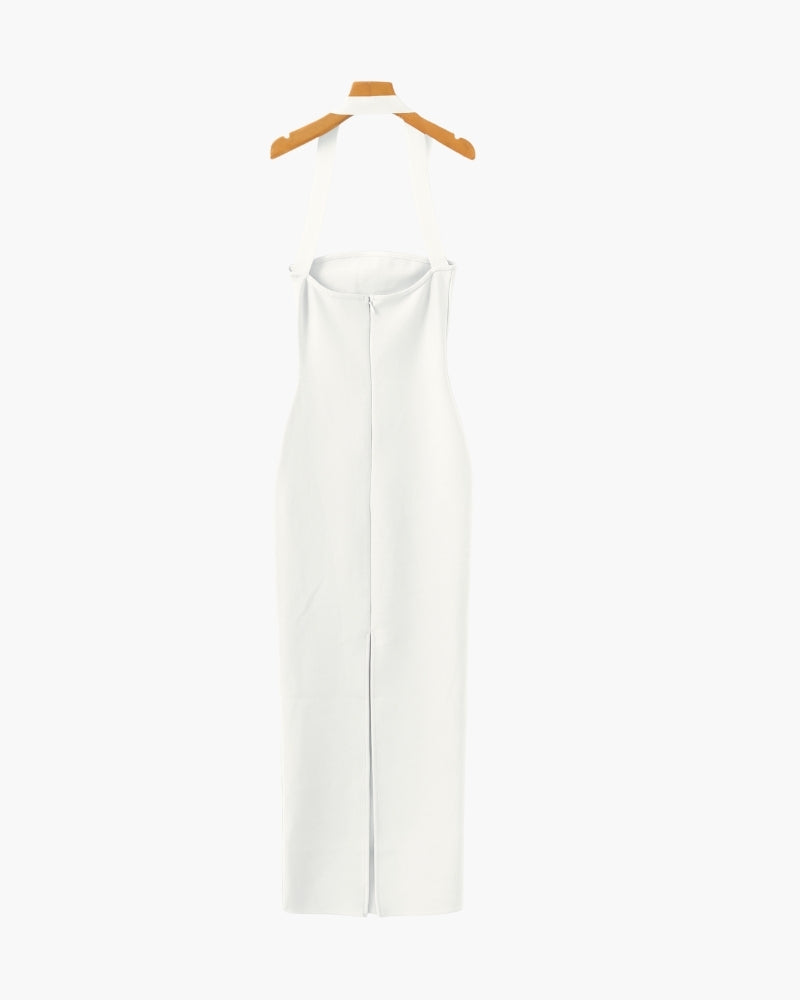 Vestido largo Halter con cuello delgado