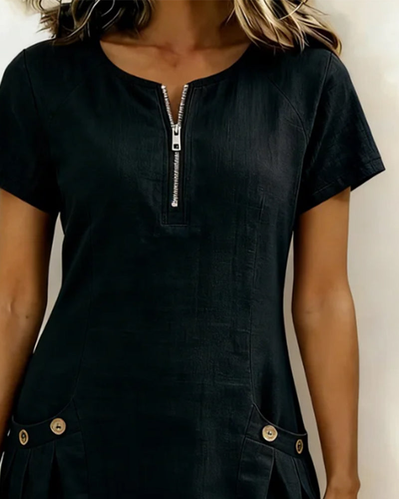 SOFÍA - Vestido de algodón con cremallera