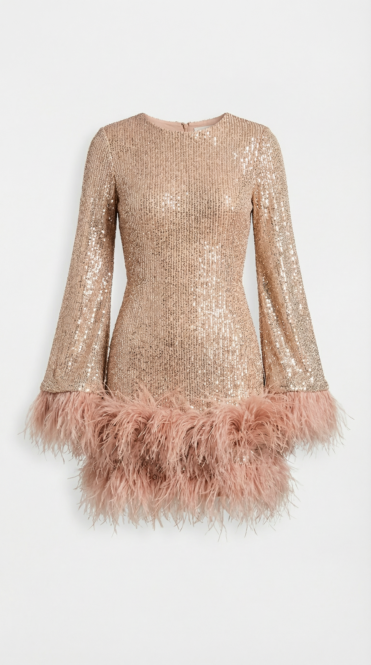 Caspyano - Vestido corto con detalles de pluma y gran respaldo abierto