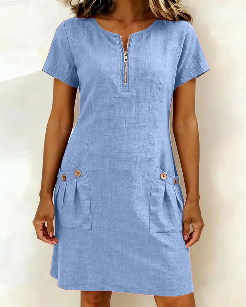 SOFÍA - Vestido de algodón con cremallera