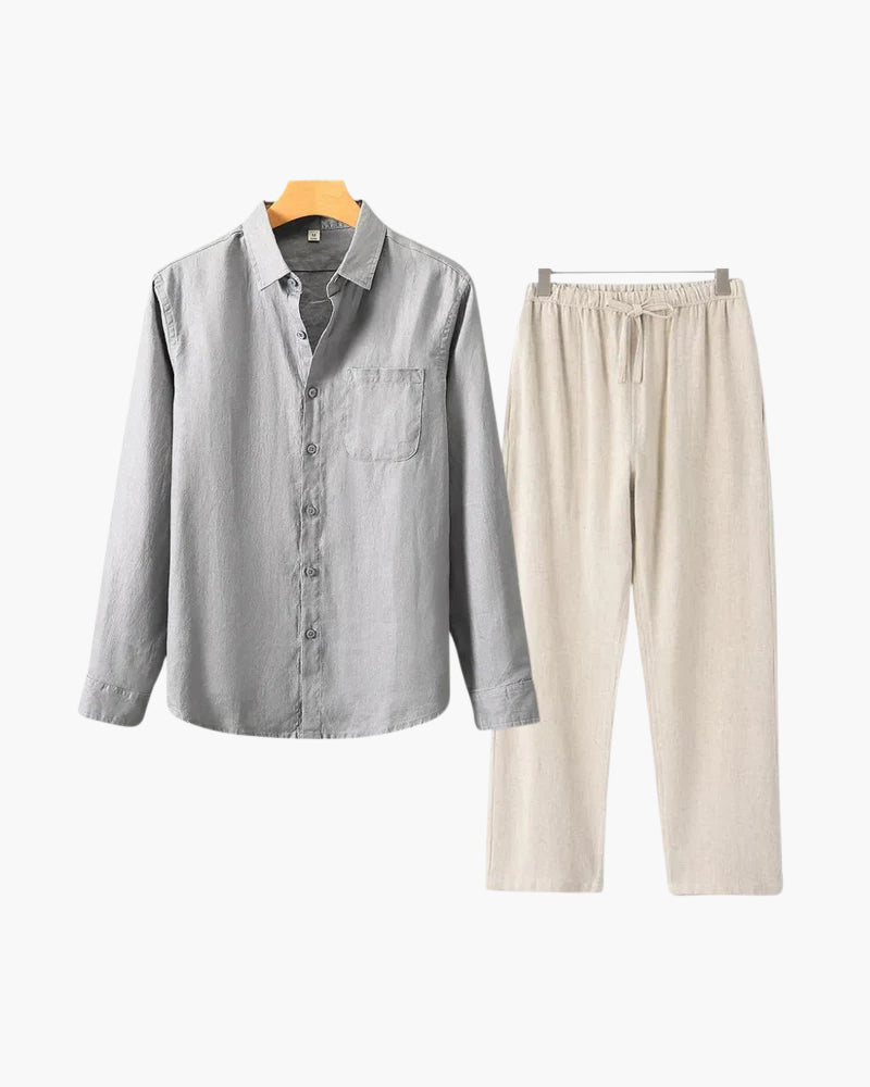 Conjunto de lino Old Money (manga larga)