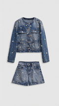 LEKO - CONJUNTO DE DENIM DECORADO CON PERLAS