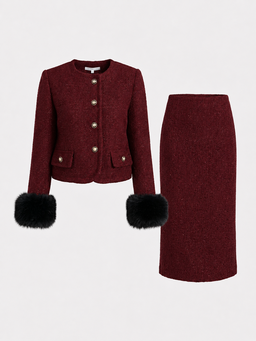 Moraine - Conjunto de chaqueta y media falda de estilo rojo