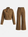 Ephira - Chaqueta recortada y conjunto de pantalones alargados de cintura alta