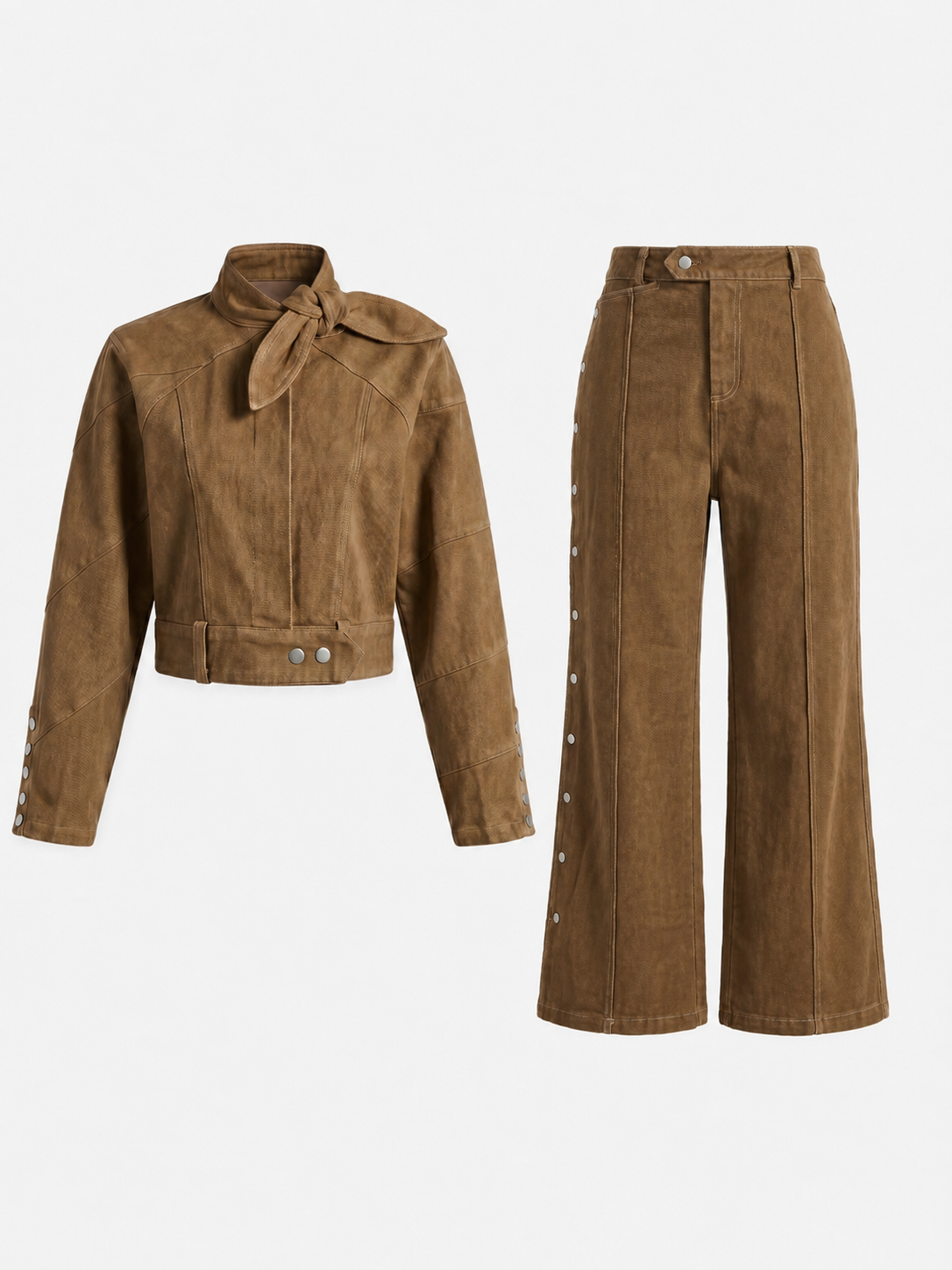 Ephira - Chaqueta recortada y conjunto de pantalones alargados de cintura alta