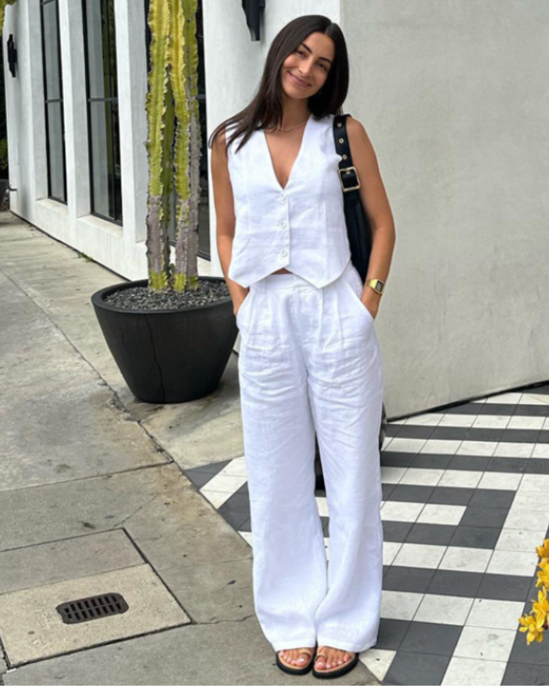 Classy Lady - Conjunto de dos piezas de lino