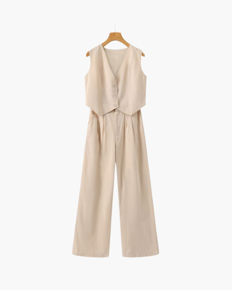 Classy Lady - Conjunto de dos piezas de lino