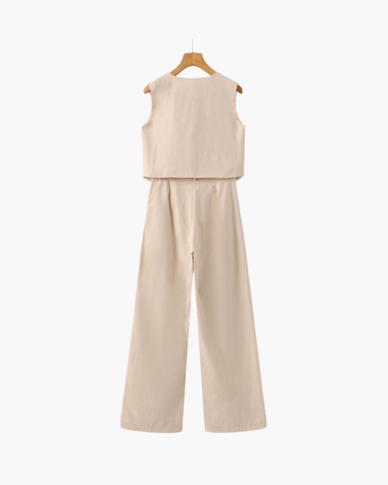 Classy Lady - Conjunto de dos piezas de lino