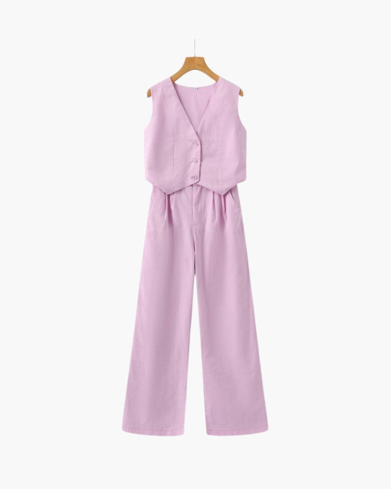 Classy Lady - Conjunto de dos piezas de lino