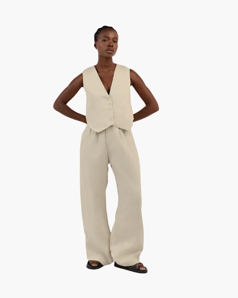 Classy Lady - Conjunto de dos piezas de lino