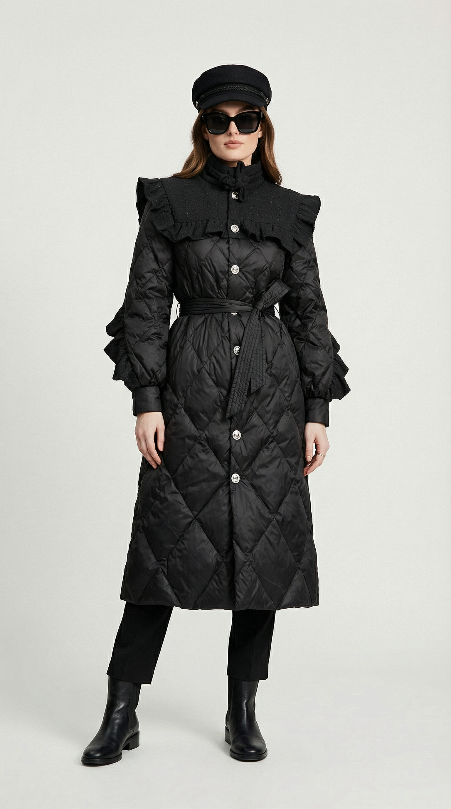 Ophira - Edredón acolchado de diamante con yugo superior texturizado de tweed