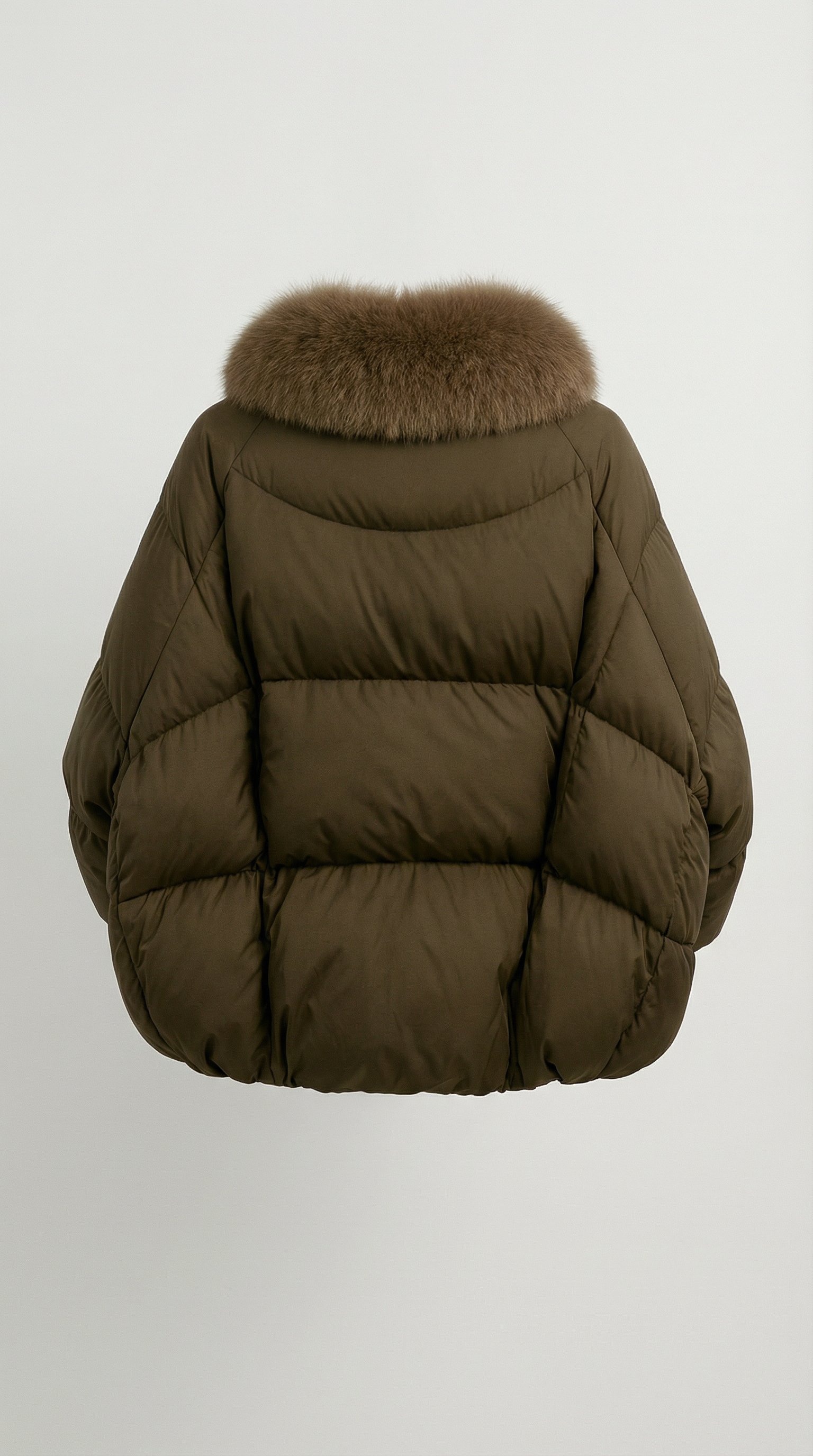 Plume - Chaqueta esponjosa con edredón de ganso premium y cuello de piel de zorro natural