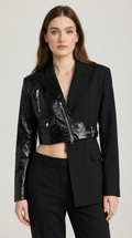 Velin - Long Sleeve Irregular Blazer with Belt