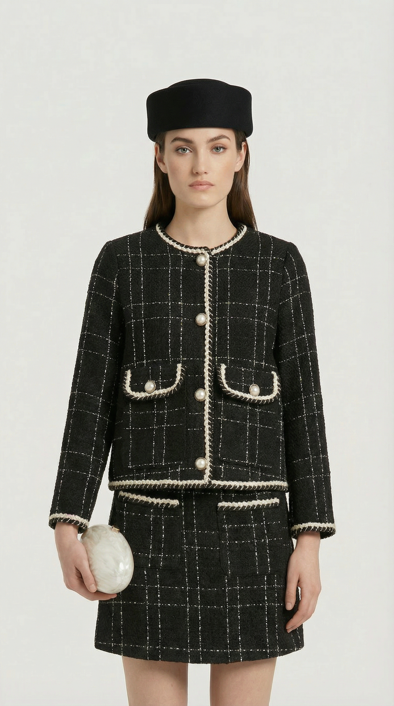 Skara - Tweed Suit Set with Jacket and Skirt