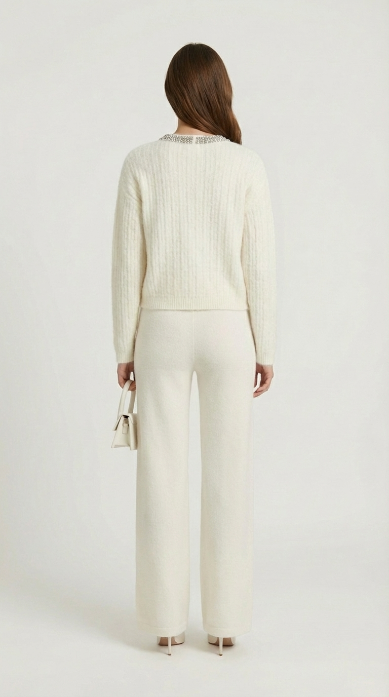 Rime - Heavy-Embroidered French Style Diamond Decorated Cardigan