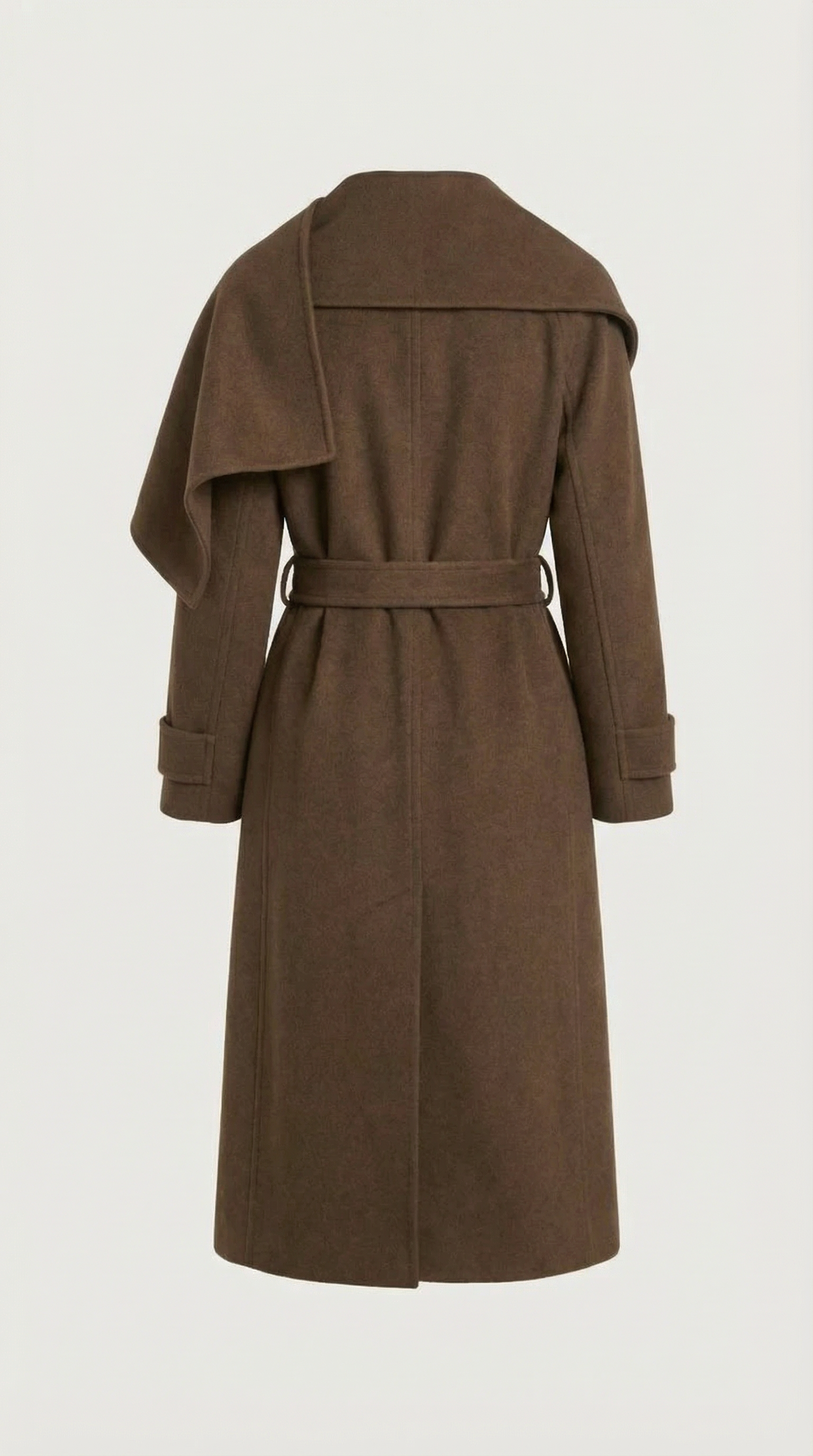 Aurelia - Chaqueta de lana natural doble cara con bufanda suave marrón