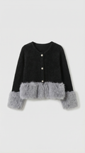 Eira - Cardigan de punto elegante con manga larga y peluda