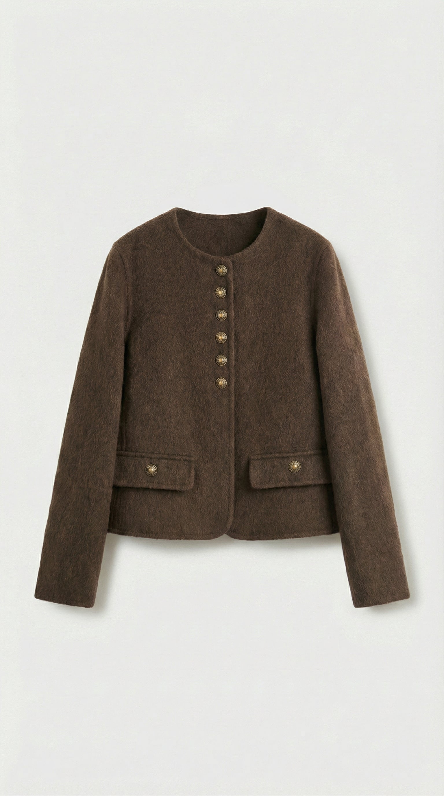 Belle - Wool & Cashmere Blend Jacket with a Boxy, Cropped Silhouette Brown
