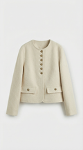 Belle - Chaqueta de mezcla de lana y cachemira con caja, silueta recortada beige