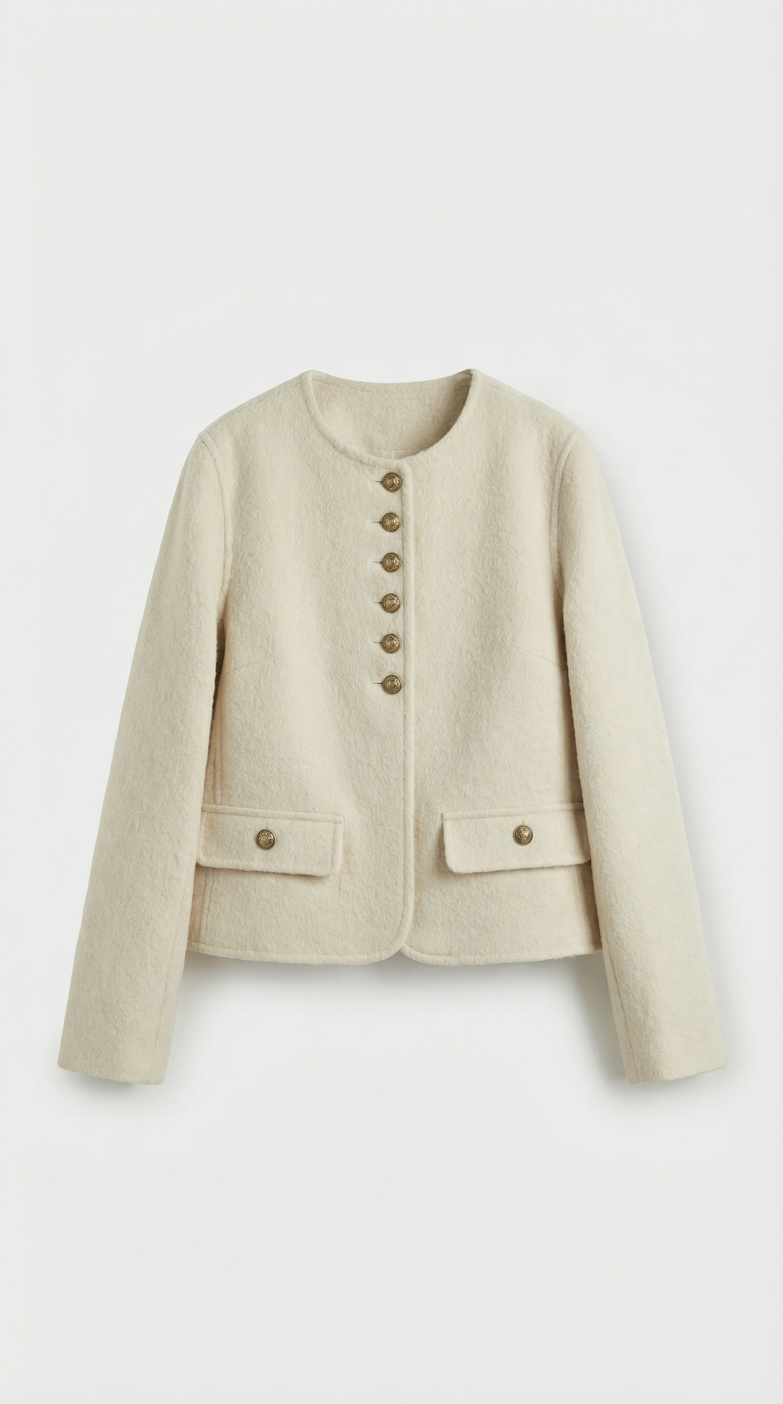 Belle - Wool & Cashmere Blend Jacket with a Boxy, Cropped Silhouette Beige