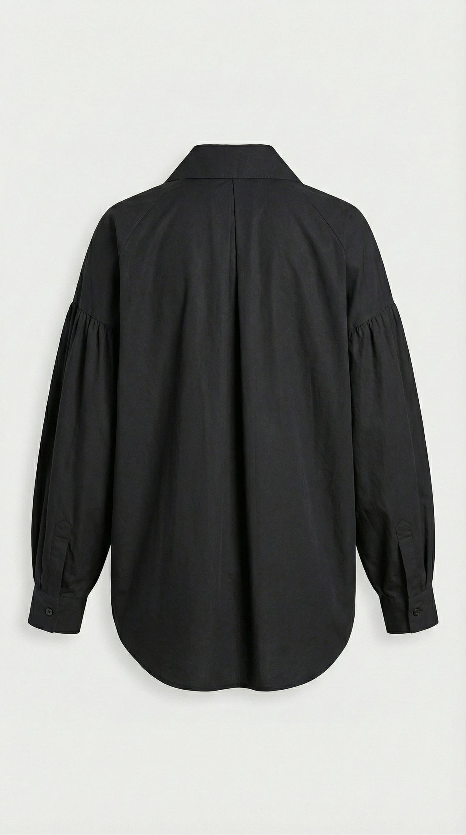 Verito - Loose Long Sleeve Shirt with Pointed Collar and Jewellery Buttons Black