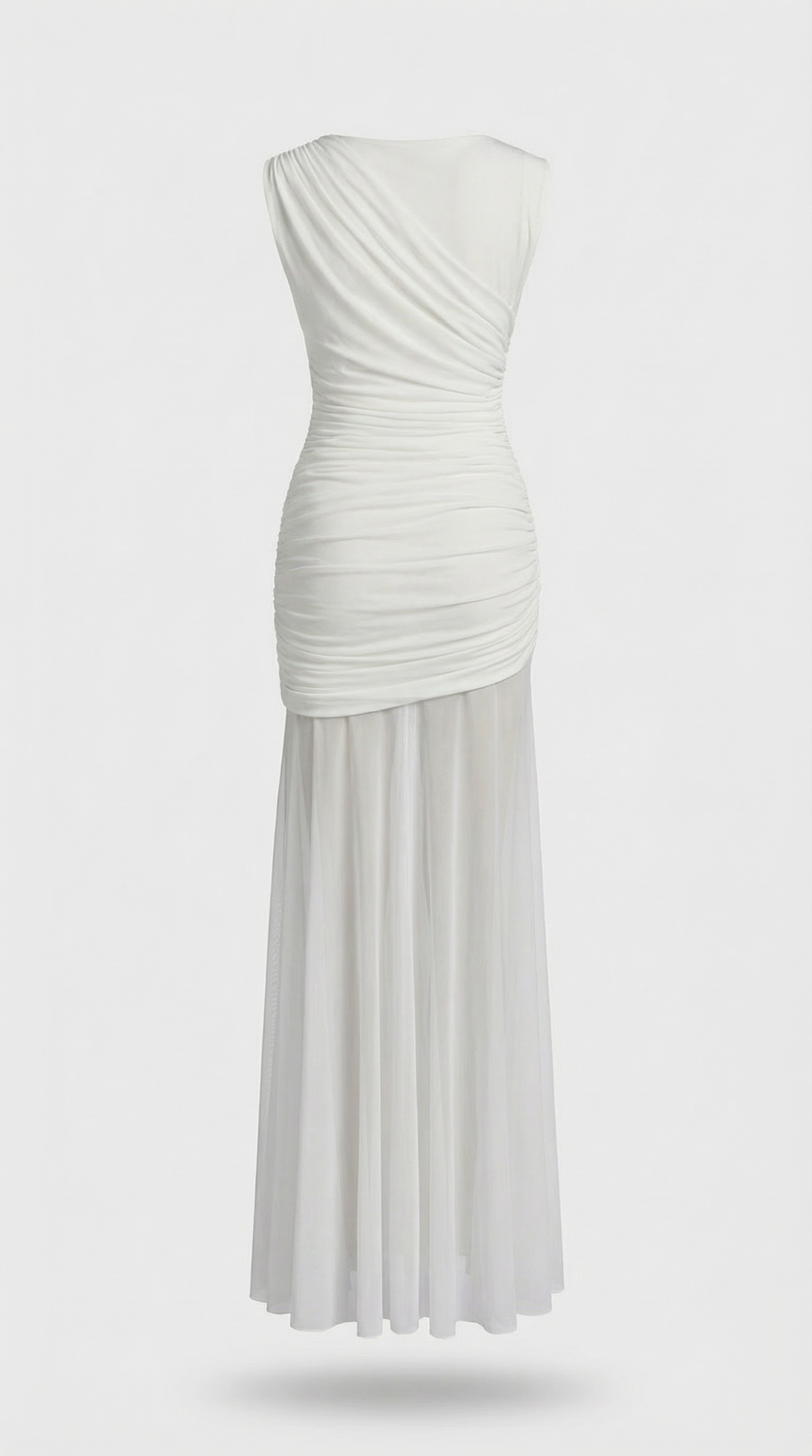 Clair - Minimalist Pleated Sculptural Long Dress White