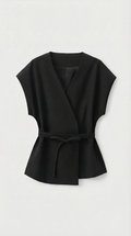 Epure - Top sin mangas con cuello en V, negro