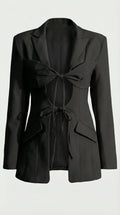 Valier - Blazer de encaje con corte arquitectónico, negro