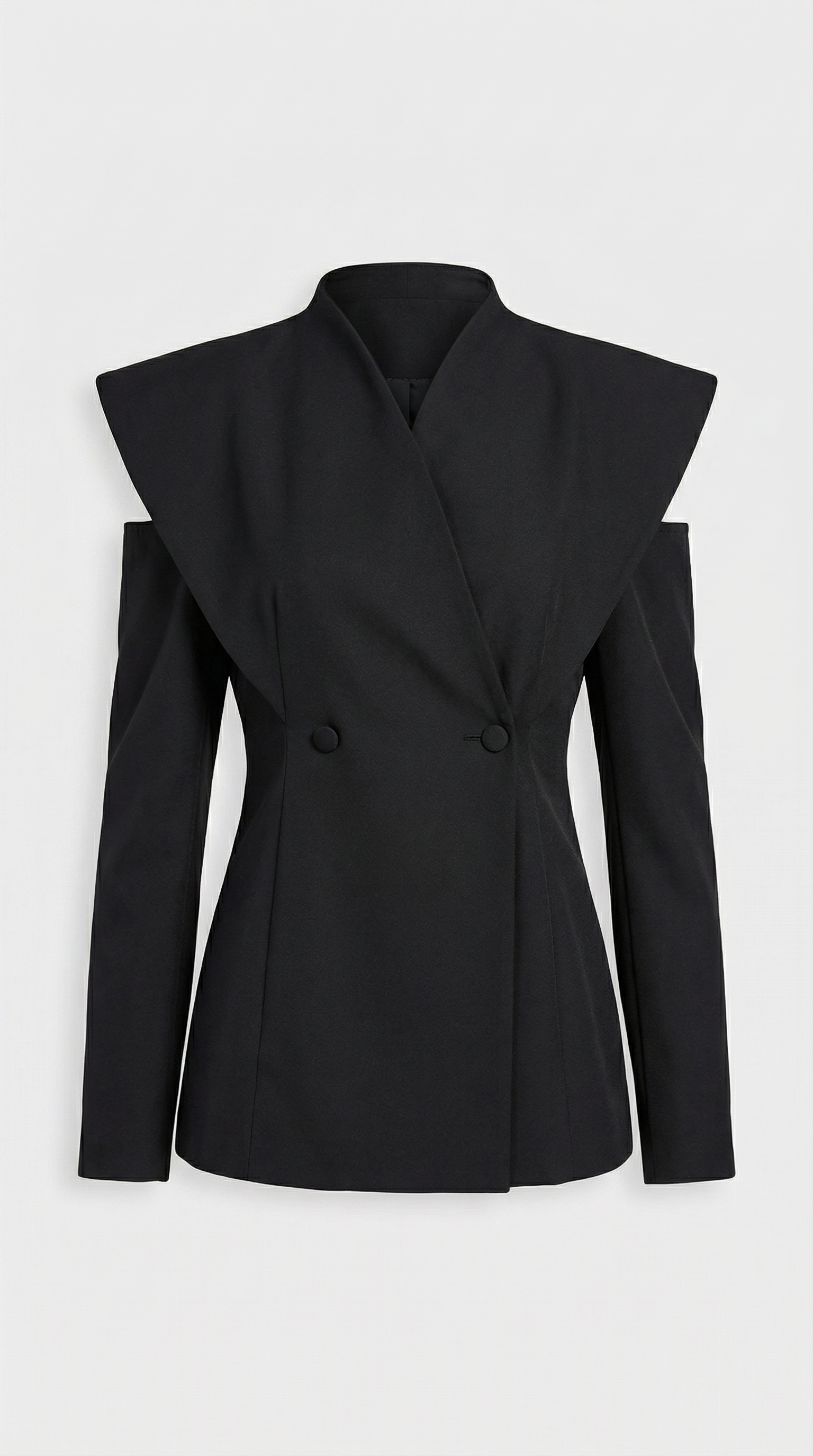 Aise - Avant-Garde Sculptural Cut-Out Blazer Black