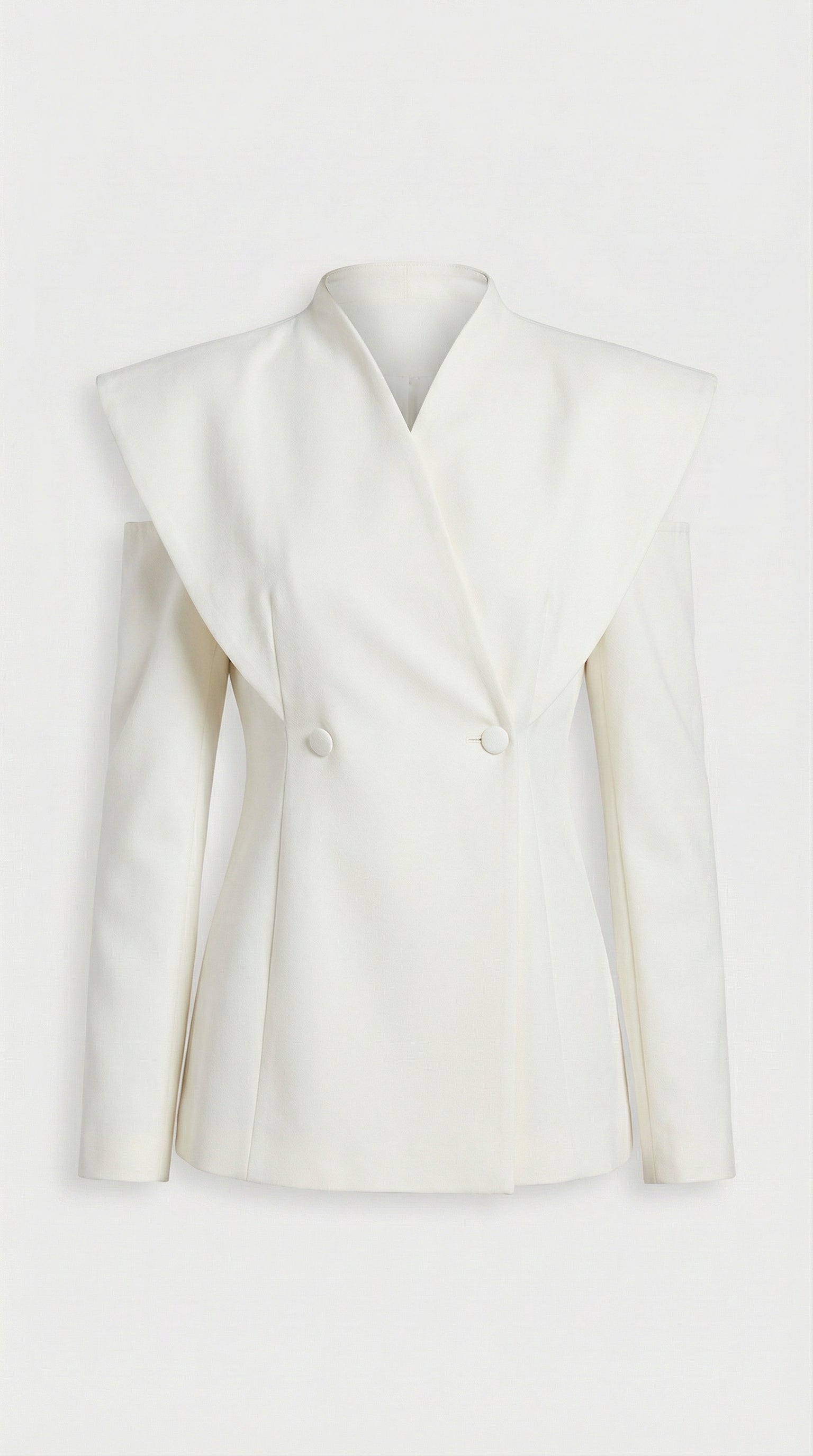Aise - Avant-Garde Sculptural Cut-Out Blazer White