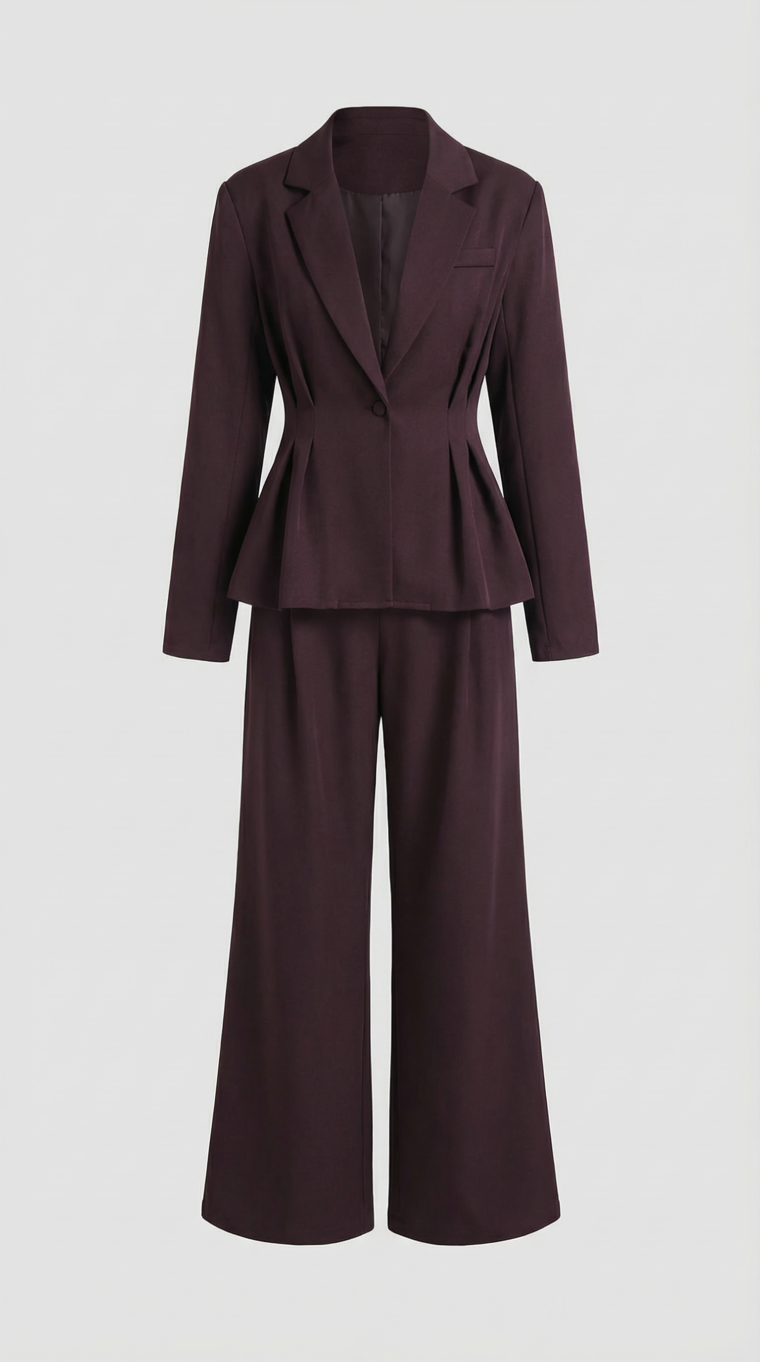Formis - Sculptural V-Neck Blazer & Wide-Leg Trouser Set