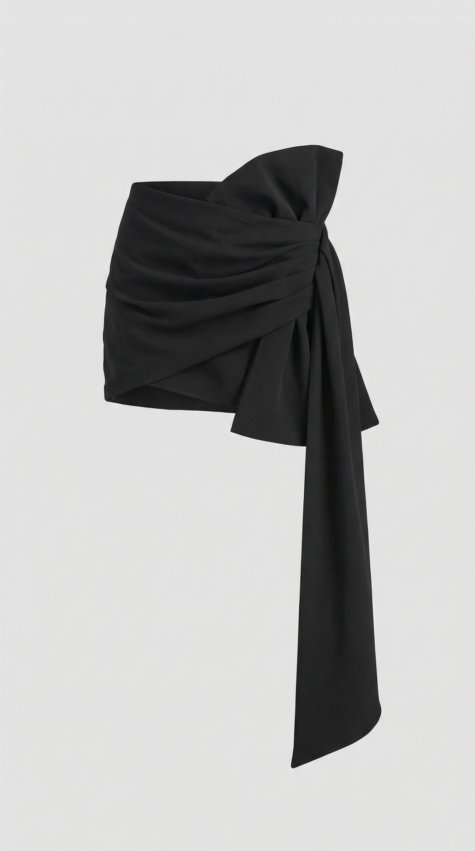 Sculpta - Niche French Temperament Pleated Bow Skirt Black
