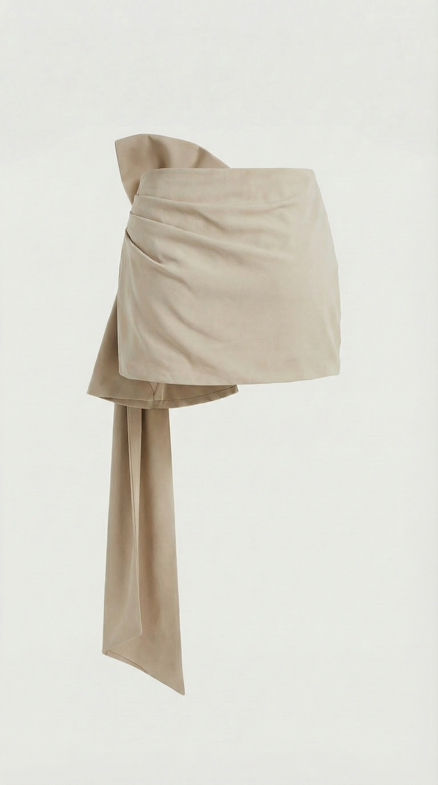 Sculpta - Niche French Temperament Pleated Bow Skirt Beige